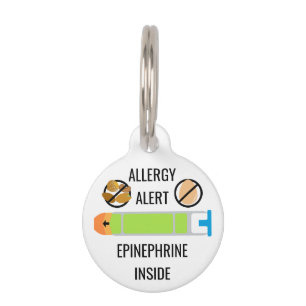 Kids Egg Tree Nut Allergy Alert Epinephrine Inside Pet Tag