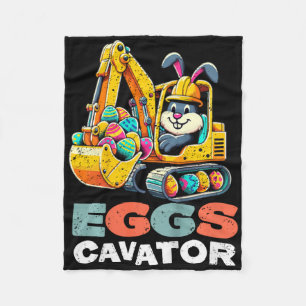 Kids Eggs Cavator Easter Bunny Excavator Boys Fleece Blanket