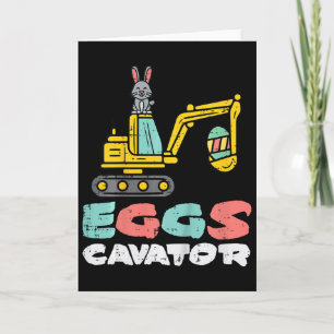 Kids Eggs Cavator Easter Bunny Excavator Cute Boys Card