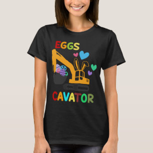 Kids Eggs Cavator Easter Bunny Excavator Cute Boys T-Shirt