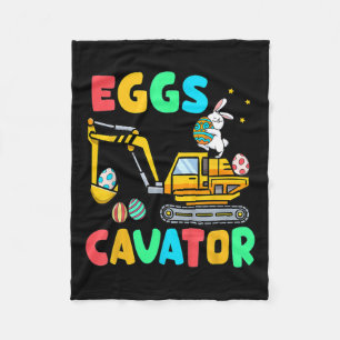 Kids Eggscavator Funny Easter Excavator Egg Huntin Fleece Blanket
