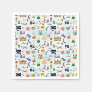 Kids Eid Mubarak Napkins –Colourful Islamic Design
