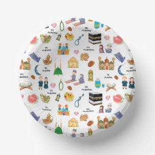 Kids Eid Mubarak Paper Bowl – Colourful Islamic  Paper Plate