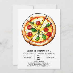 Kids Elegant Pizza Birthday Invitation