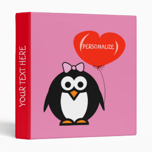 Kids elementary school binder with cute penguin