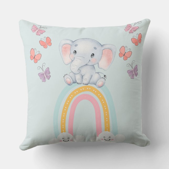 KIDS ELEPHANT BLUE DESIGN THROW PILLOW (Back)