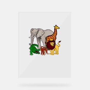 Kids Elephant  Giraffe Boys Girls Lion Zoo Alligat Acrylic Sign