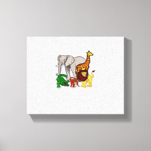 Kids Elephant  Giraffe Boys Girls Lion Zoo Alligat Canvas Print