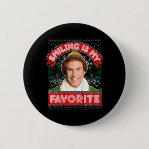 Kids Elf Buddy Smiling Is My Favourite Christmas  2 Inch Round Button