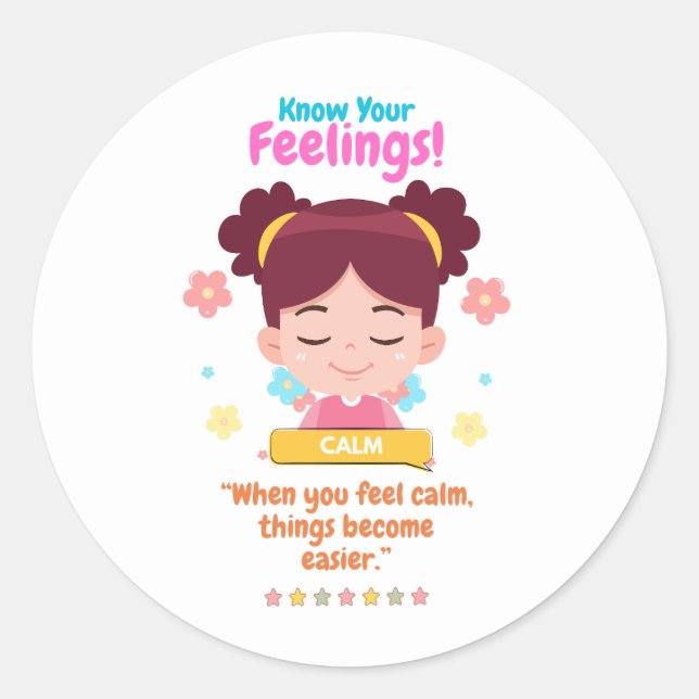 Kids Emotion Featuring Calm Classic Round Sticker (Front)