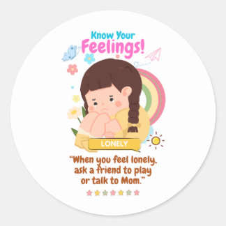 Kids Emotion Featuring Lonely Classic Round Sticker