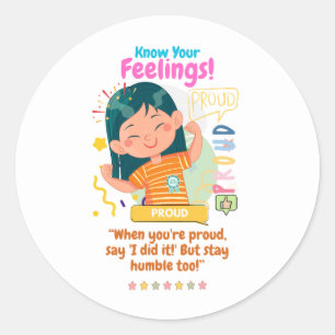 Kids Emotion Featuring Proud Classic Round Sticker