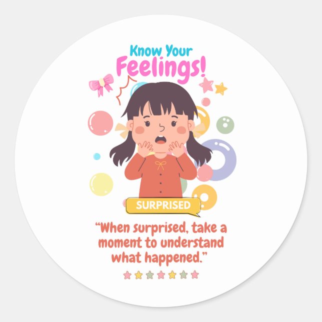 Kids Emotion Featuring Surprised Classic Round Sticker (Front)