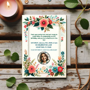 Kid's Enchanted Fairy Floral Birthday Invitation