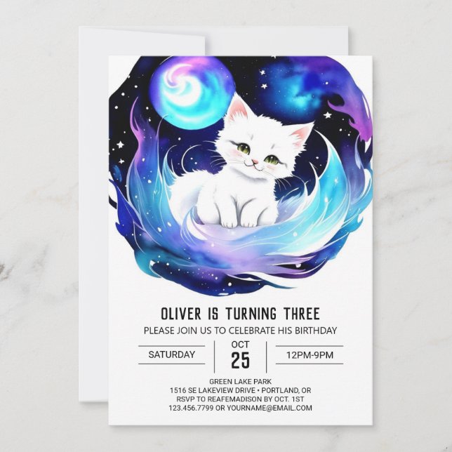 Kids' Enchanted Kitten Birthday Invitation (Front)