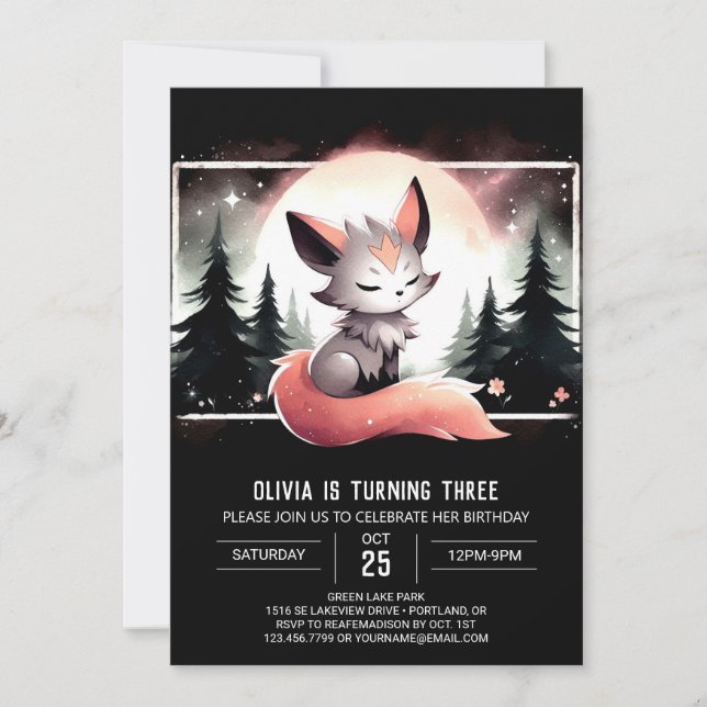 Kids Enchanted Wolf Birthday Invitation (Front)
