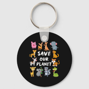 Kids Environmental Shirt With Cute Animals For Ear Keychain