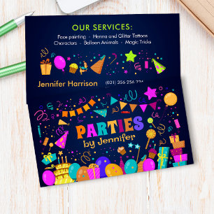 Kids Event Planner - Colorful Whimsical Cartoon Business Card