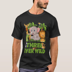 Kids Ever Wild Three 3 Birthday 3 Year Old Birthda T-Shirt