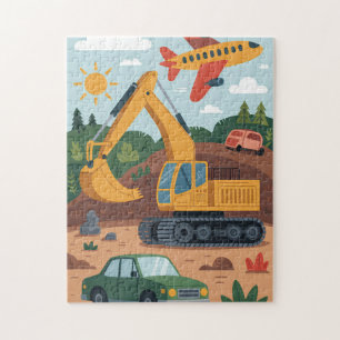 Kids Excavation Trucks Airplane Art Puzzle