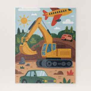 Kids Excavation Trucks Airplane Art Puzzle 
