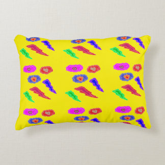 Kids extra loud party colours yellow pink blue art accent pillow
