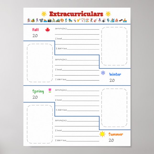 Kids Extracurricular Activities Printable Download Poster (Front)