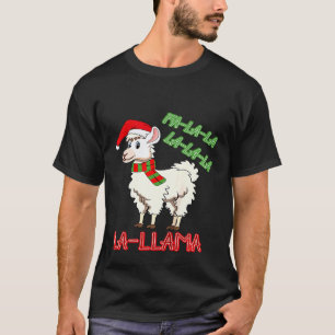 Kids Fa La La Llama Alpaca in Santas Hat Christmas T-Shirt