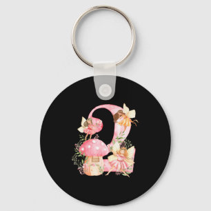 Kids Fairy 2nd Birthday Girl Party Magical Fairy B Keychain