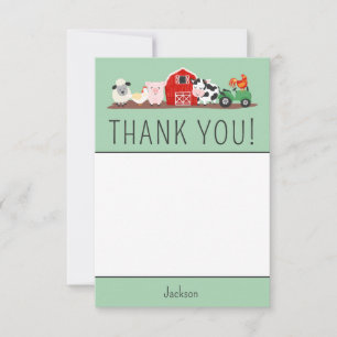 Kids Farm Animal Birthday Party Thank You Card