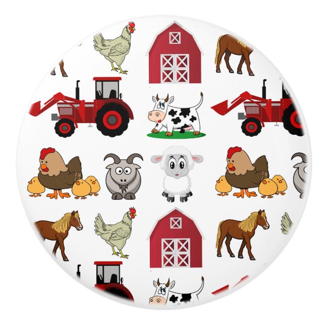 Kids Farm Animals Ceramic Knob (Front)