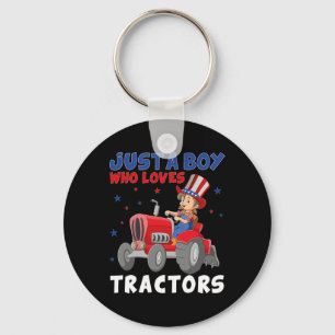 Kids Farm Lifestyle 4th July Just A Boy Who Loves  Keychain