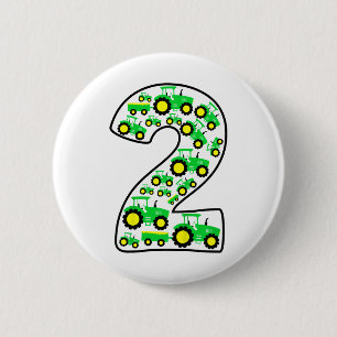 Kids Farm Tractor Boy 2nd Birthday 2 Year Old Todd Inch Round Button