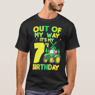 Kids Farmer Bday Out Of My Way Its My 7th Birthday T-Shirt