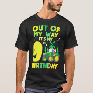 Kids Farmer Bday Out Of My Way Its My 9th Birthday T-Shirt