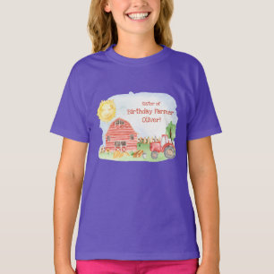 Kids Farmer Birthday Party Matching Family Sister T-Shirt
