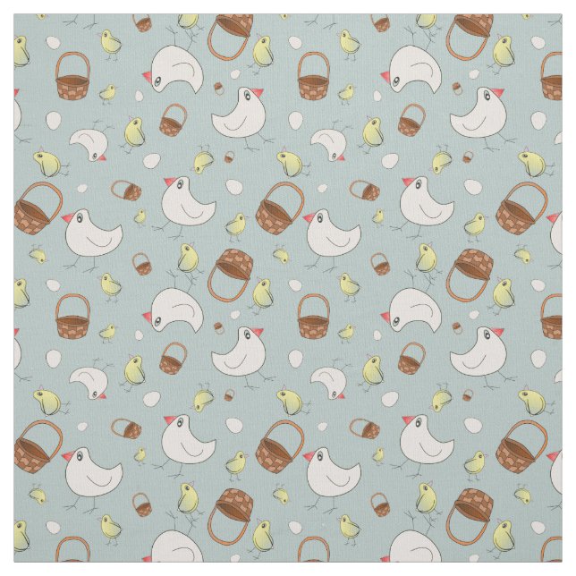 Kids Farmhouse Chicken and Egg Cotton Fabric (Swatch)