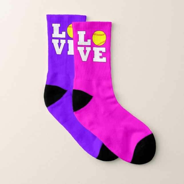 Kids Fastpitch Softball Love Custom Colour Socks (Pair)