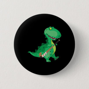 Kids Field Hockey Dinosaur Funny 2 Inch Round Button