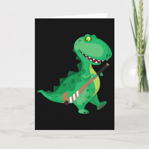 Kids Field Hockey Dinosaur Funny  Card