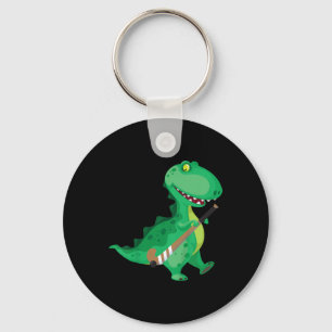 Kids Field Hockey Dinosaur Funny  Keychain