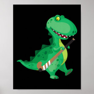 Kids Field Hockey Dinosaur Funny  Poster
