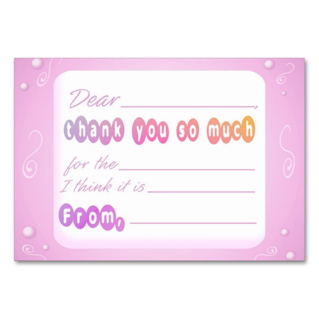 Kids fill in the blanks Thank You cards (Front)