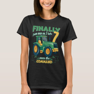 Kids Finally 7 7th birthday tractor 7 years old T-Shirt