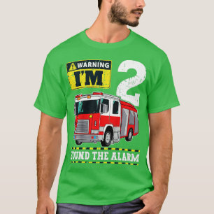 Kids Fire Truck 2 Year Old Firefighter 2nd Birthda T-Shirt