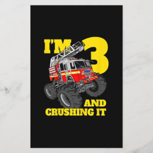 Kids Fire Truck 3rd Birthday Boy Toddler Flyer