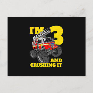 Kids Fire Truck 3rd Birthday Boy Toddler Holiday Postcard