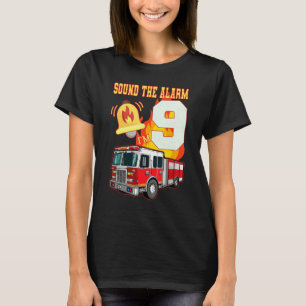 Kids Fire Truck 9th Birthday Boy Firefighter 9 Yea T-Shirt