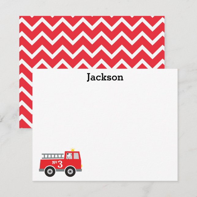 Kids Fire Truck Thank You Card (Front/Back)