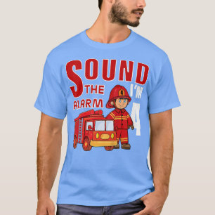 Kids Firefighter 4th Birthday Kids Fire Truck Todd T-Shirt